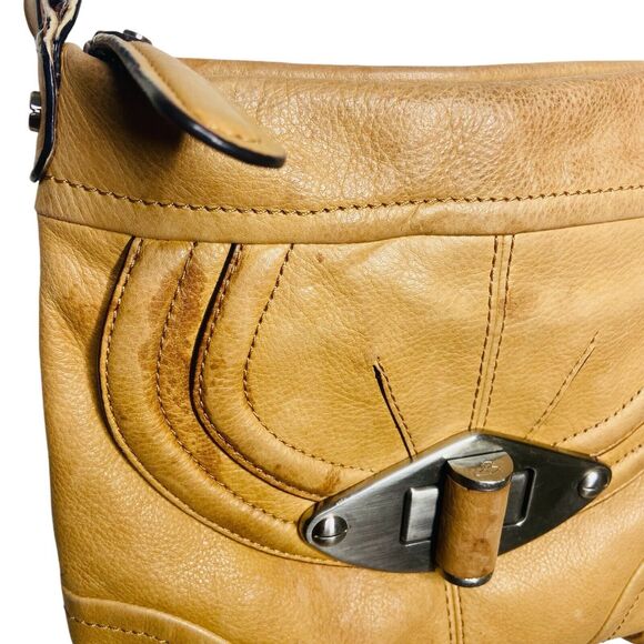 B. Makowsky Leather Crossbody Bag Brown Caramel 10x9” Zipper Closure 23" Strap - Picture 13 of 14